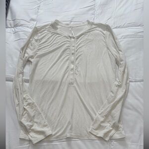 Anthropologie Cream Ribbed Henley Top